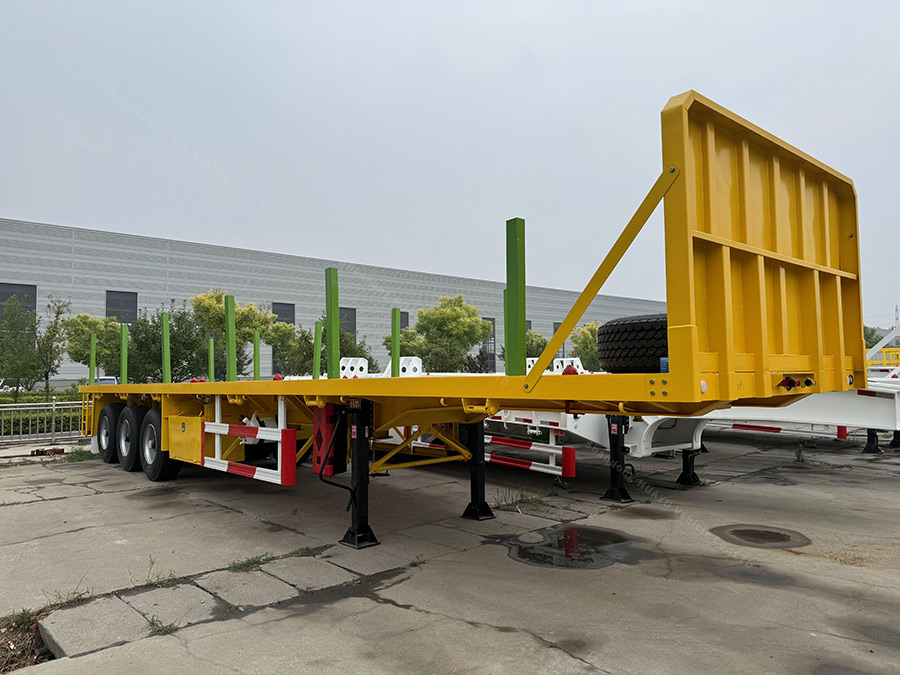 3 Axles Timber Transport Flatbed Trailer with Uprights